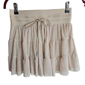 Cresay Cream Pleated High Waist Romantic Balletcore Ruffle Mini Skort Pockets